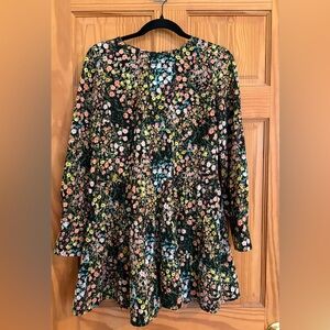 Zara Black Floral Romper with Open Back